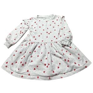 Carters girls size 2T Grey with red hearts sweatshirt Valentine Day dress